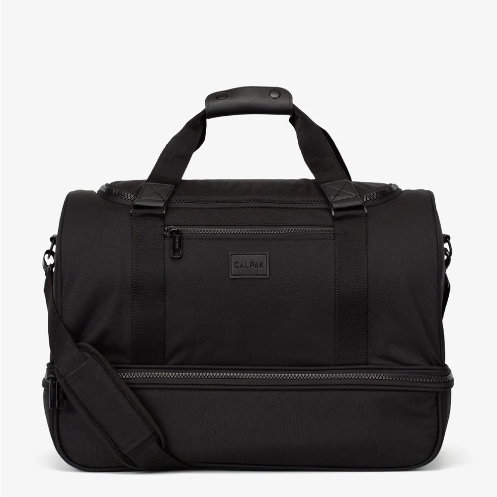 Calpak Stevyn Black Duffel Bag with Shoe Compartment